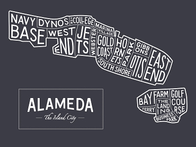 Alameda Typography Map hand lettering island map typography map