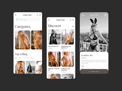 Marie Mur app clean design fashion lingerie minimal minimalism typography ui ux web