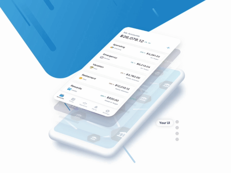 Interaction to display layered screens on a mobile phone animation design financial services fintech icon illustration interaction mobile motion ui user interface ux web