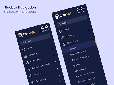 Sidebar Navigation - Comcept navigation navigation bar navigation menu sidebar ui