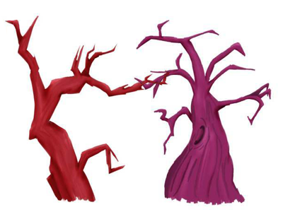 Scary trees 2d colorpallet concept art digital drawing painter sketch