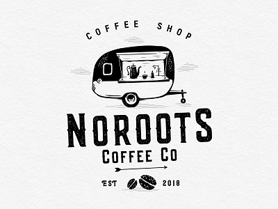 Coffee Shop on wheels classic coffee coffee bean coffeeshop hand drawn illustration logo rustic typography vintage