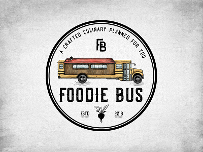 Foodie Bus asaad barn bus chef design embled emblem logo food handdrawing illustration logo organic restaurant rustic truck typography vintage