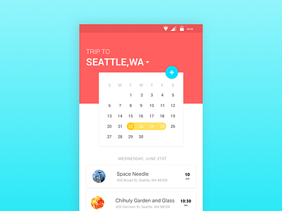 #048 - Itinerary 100 ui design challenge daily ui itinerary seattle trip uxui design visual design