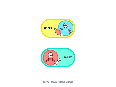 #052 - Button 100 day ui design challenge angry button daily ui happy monster switch