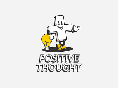 Positive Thought cartoon design graphic design illustration quotes retro typography vector vintage