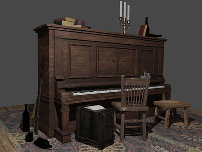 3D Piano Scene 3d blender piano props scene substance painter