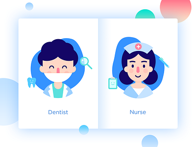 Dentists and nurses blue clean dentist green illustration nurse