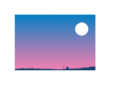 Social Distancing adobe illustrator campfire camping gradient illustraion illustrator moon night stars sunset