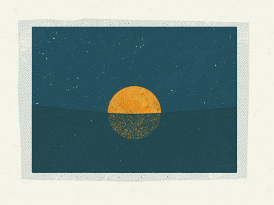 Reflection halftone illustrator moon print sunset texture water