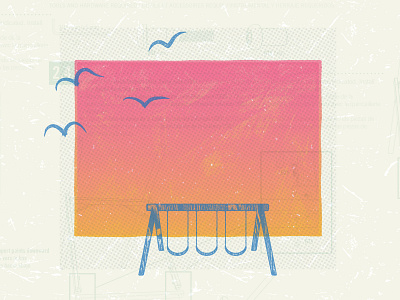 Swingset birds gradient halftone print sky swings texture