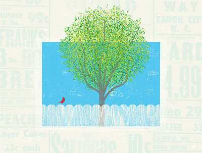 Is it Spring yet? bird halftone illustration overlay print spring texture tree woodgrain