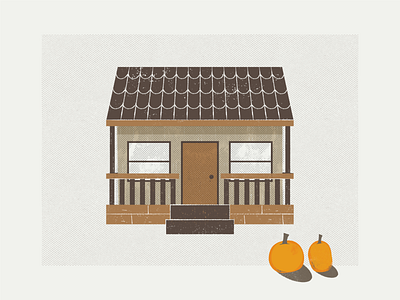 October brown cabin fall halftone halloween house illustration illustrator october orange porch print pumpkin sketch texture