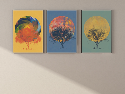 Backyard Print Series adobe illustrator adobe photoshop color dogs halftone posters print seasons swirl texture trees