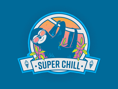 Super Chill Frozen Yogurt — Color branding chill food truck frozen yogurt ice cream illustration logo sloth sunglasses