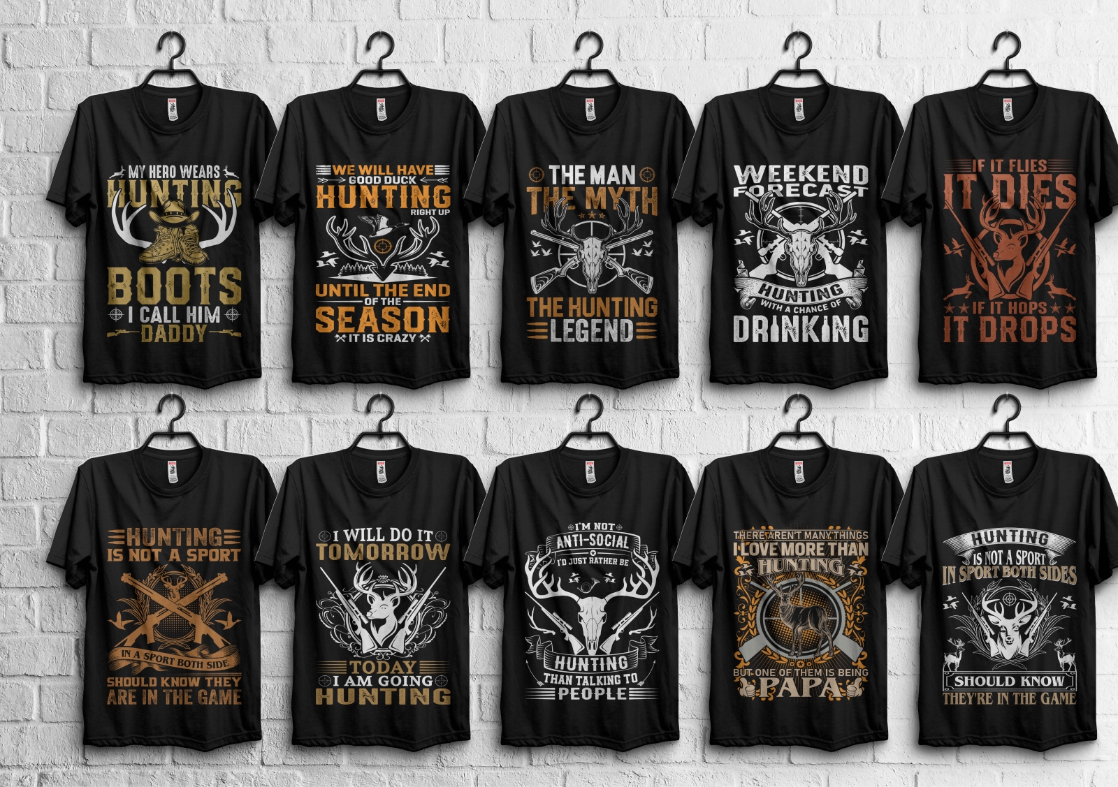 Hunting 50 Editable T-shirt Designs Bundle Part 2