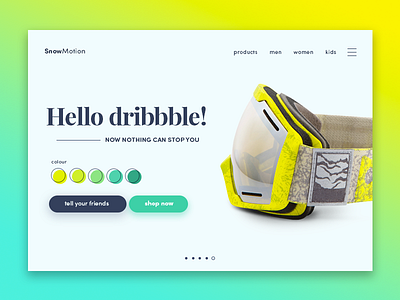 Hello Dribbble! debut first shot goggles graphic design landing page snow web design