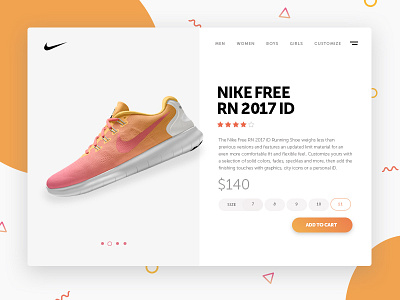 Nike Free RN 2d brand concept ecommerce flat sport ui website