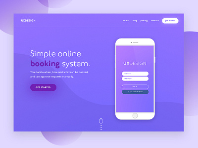 Simple Online Booking - Home booking flat home homepage purple system website