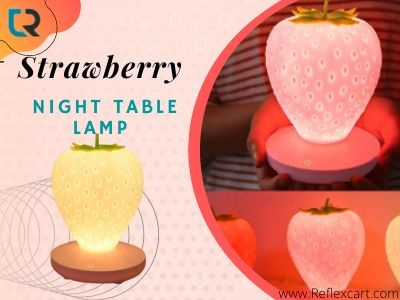 Strawberry Night Table Lamp canva social media post table lamp