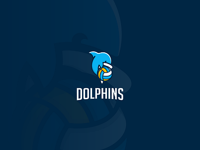Dolphins design flat icon illustration logo typography vector