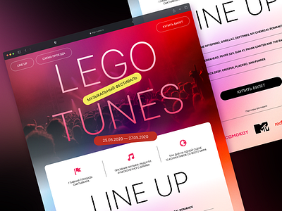 Music festival promo page graphic design ui web design