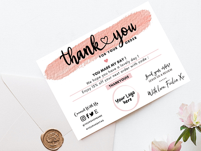 Small Business Thank You Card Template, Printable Insert Card 2 app branding design graphic design illustration logo vector