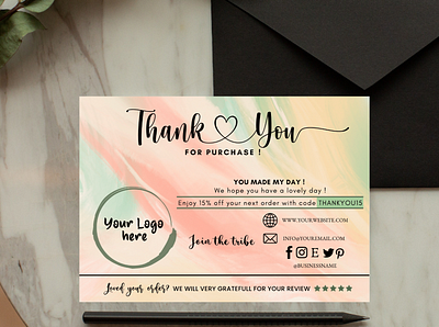 Small Business Thank You Card Template, Printable Insert Card 3 app branding design graphic design illustration logo typography vector