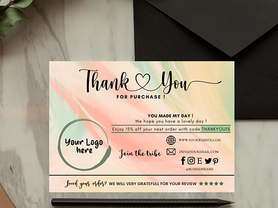 Small Business Thank You Card Template, Printable Insert Card 3