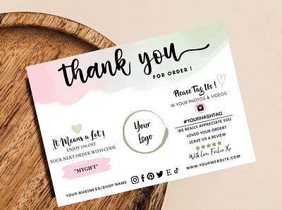 Small Business Thank You Card Template, Printable Insert Card 4 app branding design graphic design illustration logo typography ui vector