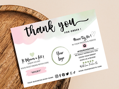 Small Business Thank You Card Template, Printable Insert Card 4