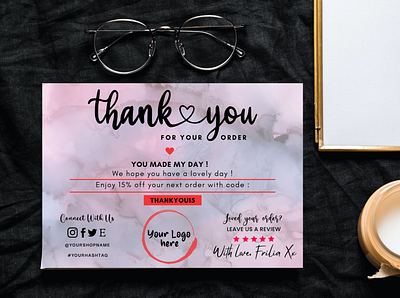 Small Business Thank You Card Template, Printable Insert Card 7 app branding design graphic design illustration ui vector