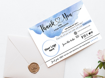Small Business Thank You Card Template, Printable Insert Card 8 app branding design graphic design illustration vector