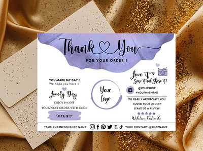 Small Business Thank You Card Template, Printable Insert Card 11 3d animation branding design graphic design logo motion graphics