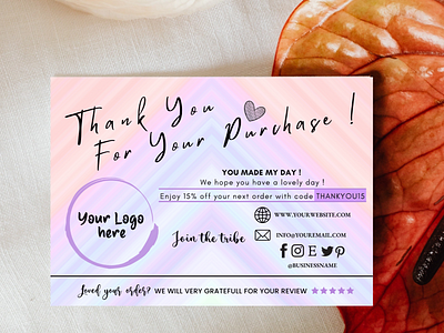 Small Business Thank You Card Template Printable Insert Card #13 app branding design graphic design illustration logo typography vector