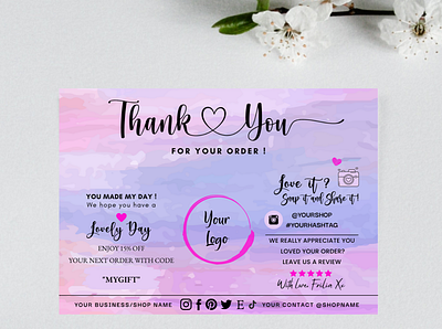 Small Business Thank You Card Template, Printable Insert Card 14 branding design graphic design illustration logo vector