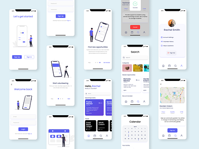 Community Service App - UI design mobile product design screens simple ui ux