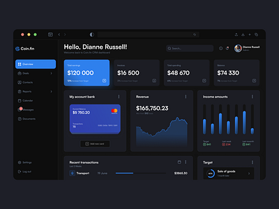 Financial management dashboard app design bank card chart credit card dark dashboard finance financial app financial management fintech management mobile app money payment platform product design ui ux web app