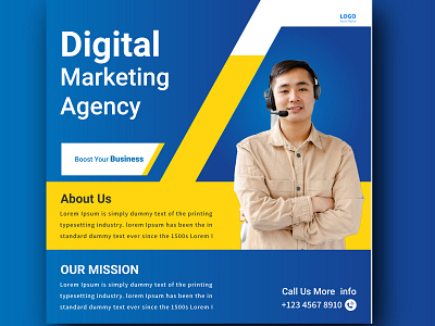 Trendy digital marketing agency social media post template branding graphic design social