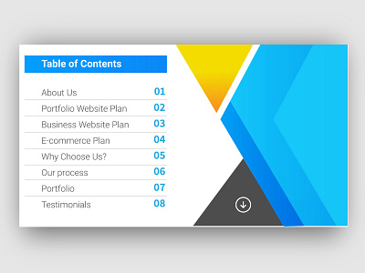 Table of Contents horizontal website banner template