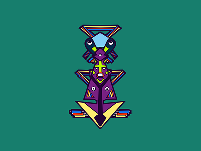 Totem design flat illustration logo rainbow