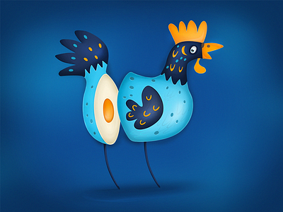 Chiken or Egg? bird blue character chiken egg history illustration philosophy