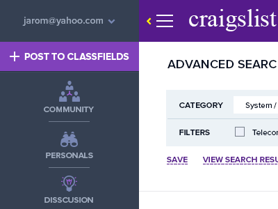 Craigslist redesign community craigslist dashboard redesign ui web