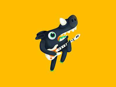 Monster #69 character illustration monster music yellow