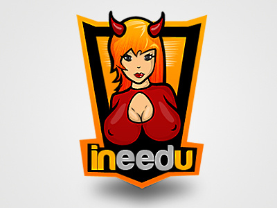 Logo devil girl logo orange red