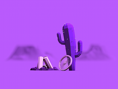 Lil Cactus c4d cactus low poly purple western