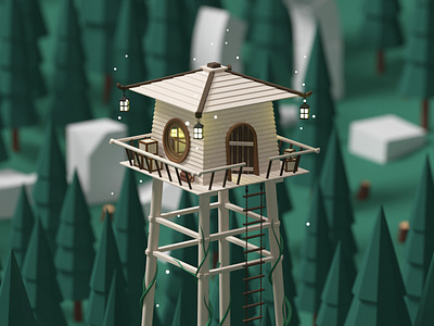 Watchtower c4d cinema4d compisition forest low poly scene tower watchtower wood