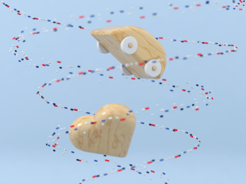Transport + health school redshift 3d render wood toys education