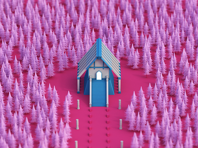 Temple 3d c4d isometric lowpoly redshift temple