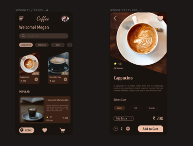 Coffee App design by Abhinav on Dribbble